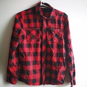 Red and Black button up shirt